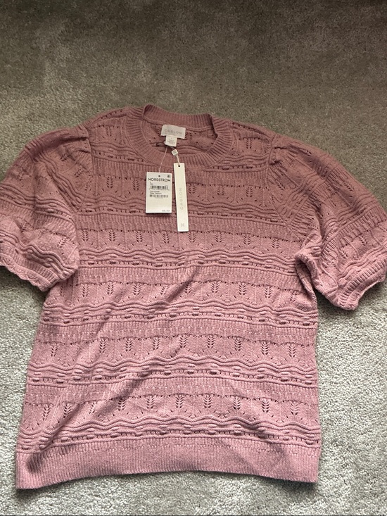 Nordstrom Sweaters - Caslon Short Sleeve Sweater - pink timber
